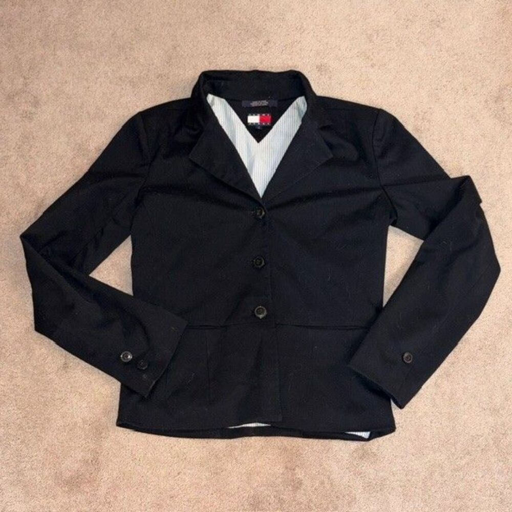 Vintage Tommy Jeans Tommy Hilfiger Womens Black Blazer Work Casual Jacket Medium